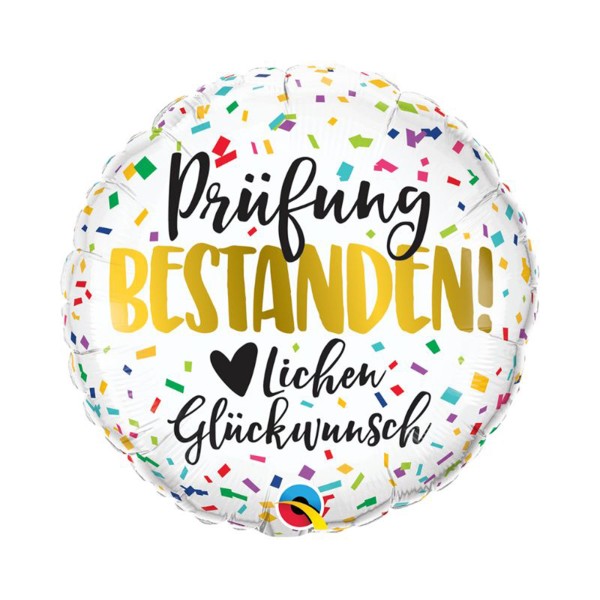 Qualatex Folienballon Confetti "Prüfung bestanden" 45cm/18"