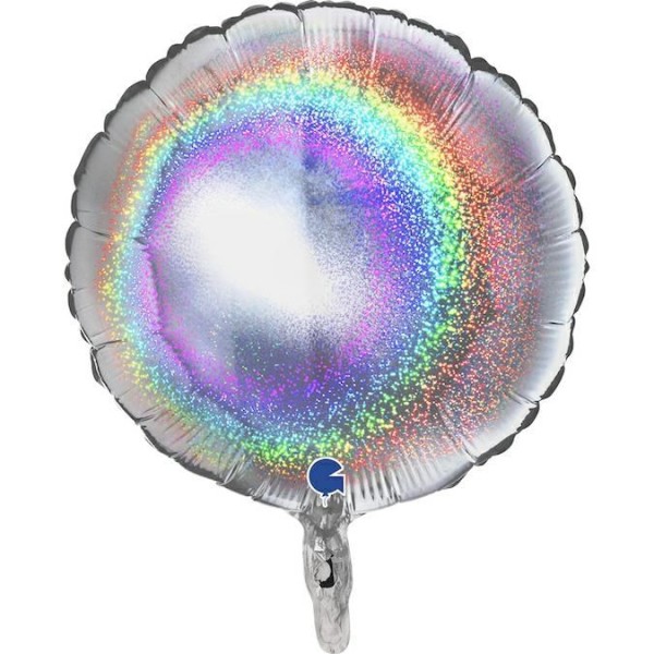 Grabo Folienballon Rund Glitter Holo Silber 45cm/18"