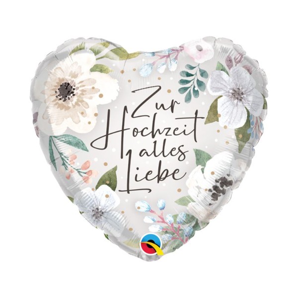 Qualatex Folienballon Floral "Zur Hochzeit alles Liebe" 45cm/18"