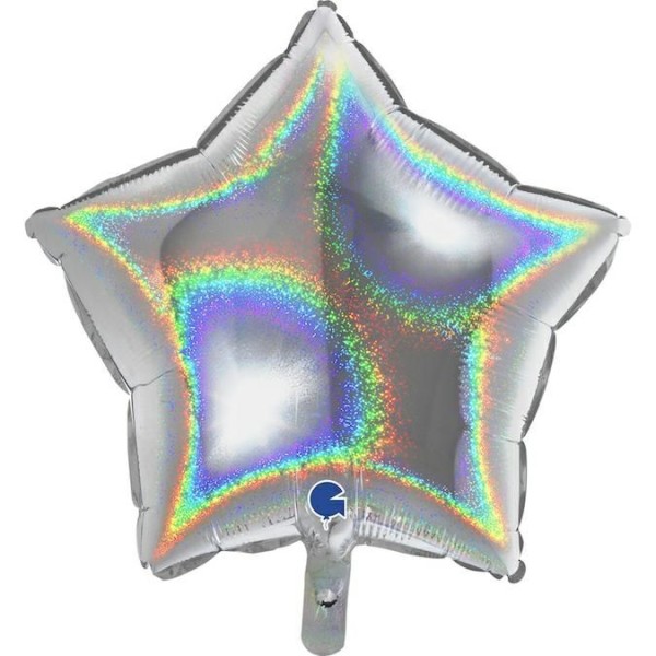 Grabo Folienballon Star Glitter Holo Silver 45cm/18"